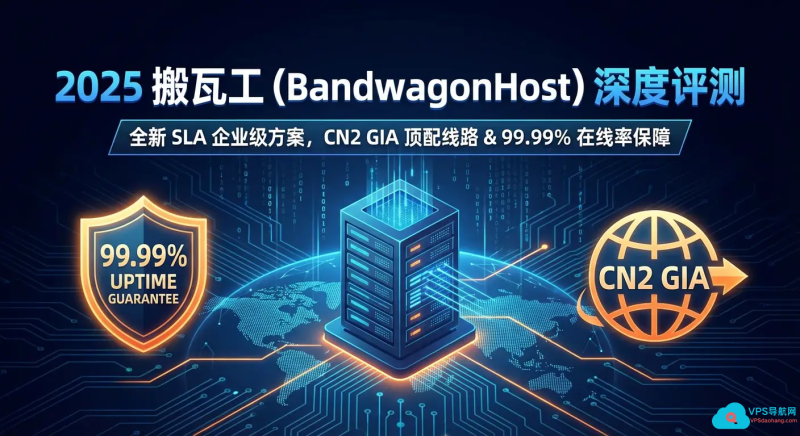 2025 搬瓦工 (BandwagonHost) 深度评测:全新 SLA 企业级方案,CN2 GIA 顶配线路与 99.99% 在线率保障-VPS导航网